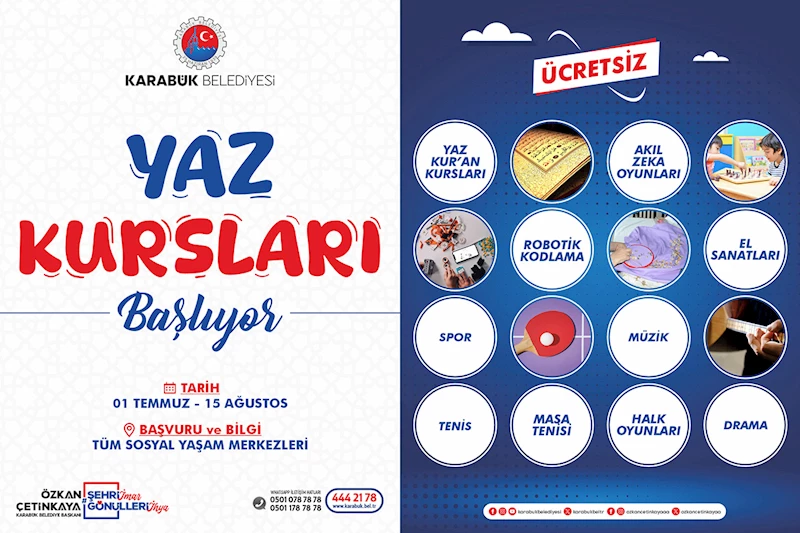 Karabük Belediyesi Yaz Kursları Başlıyor