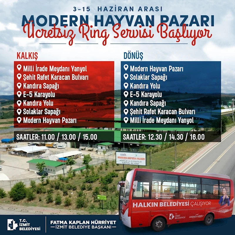 MODERN HAYVAN PAZARI’NA ÜCRETSİZ RİNG SERVİSİ  3 HAZİRAN’DA BAŞLIYOR