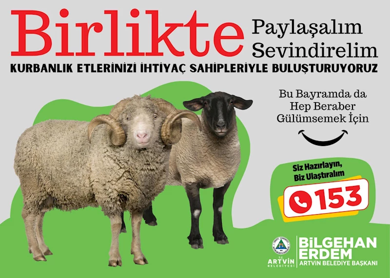 SOSYAL BELEDİYECİLİK KAPSAMINDA ‘BİRLİKTE PAYLAŞALIM BİRLİKTE SEVİNDİRELİM’ SLOGANIYLA KURBANLIK ETLERİ İHTİYAÇ SAHİPLERİNE ULAŞTIRMA KAMPANYASI BAŞLATIYORUZ.