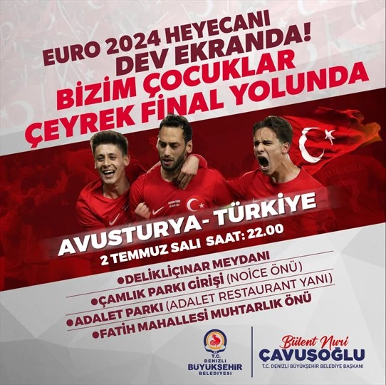 Denizlililer milli maç heyecanını yine dev ekranlarda yaşayacak