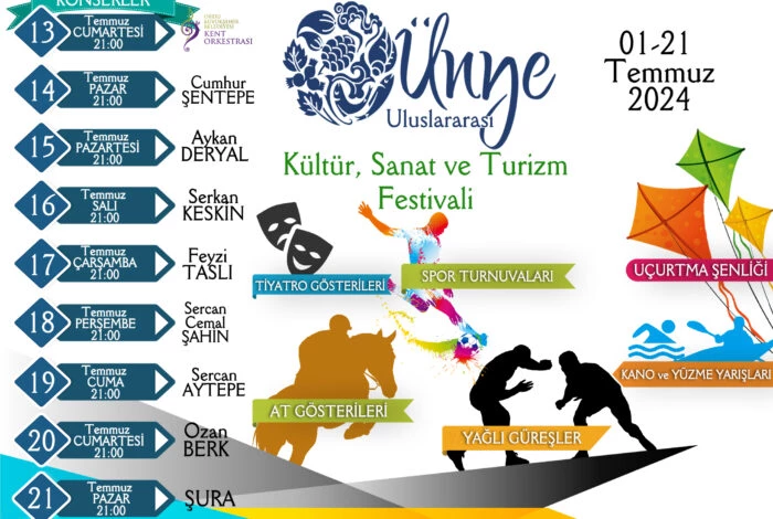 ÜNYE 23’NCÜ KÜLTÜR, SANAT VE TURİZM FESTİVALİ BAŞLIYOR
