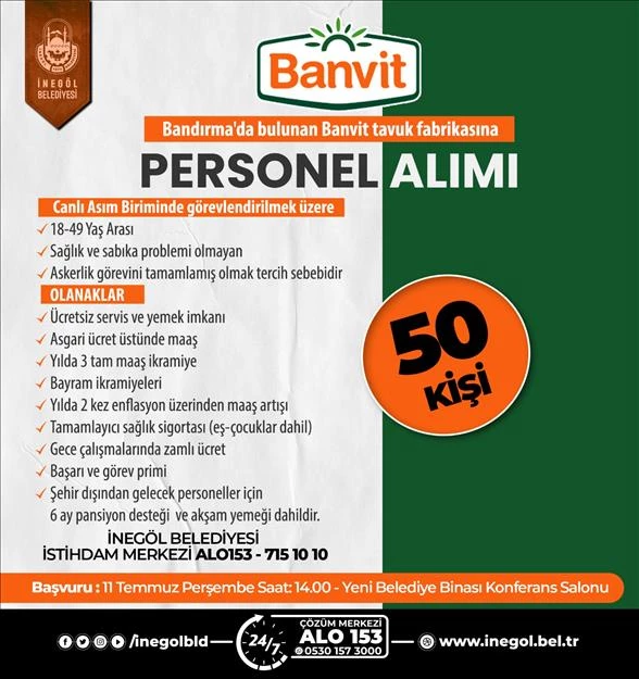 Banvit 50 Personel Alacak