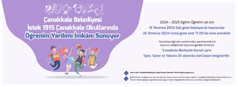 Çanakkale Belediyesi İstek 1915 Çanakkale Okullarında Öğrenim Yardımı İmkanı Sunuyor
