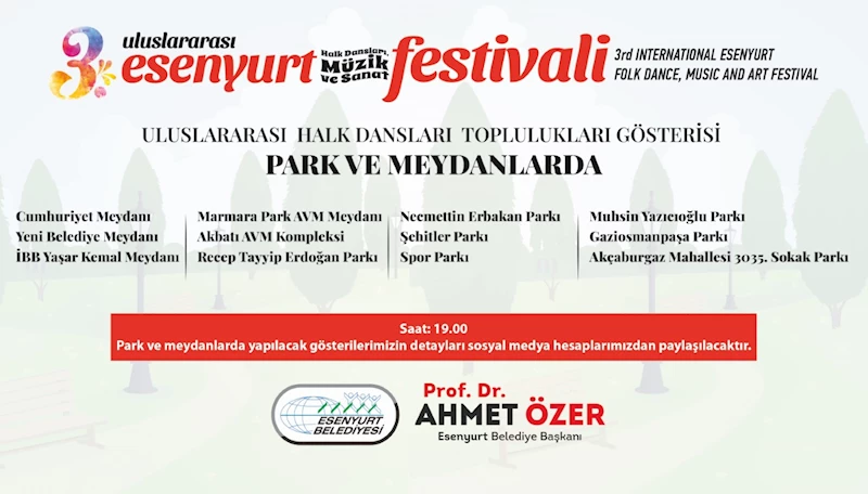 Uluslararası Halk Dansları Toplulukları Gösterisi Park ve Meydanlarda
