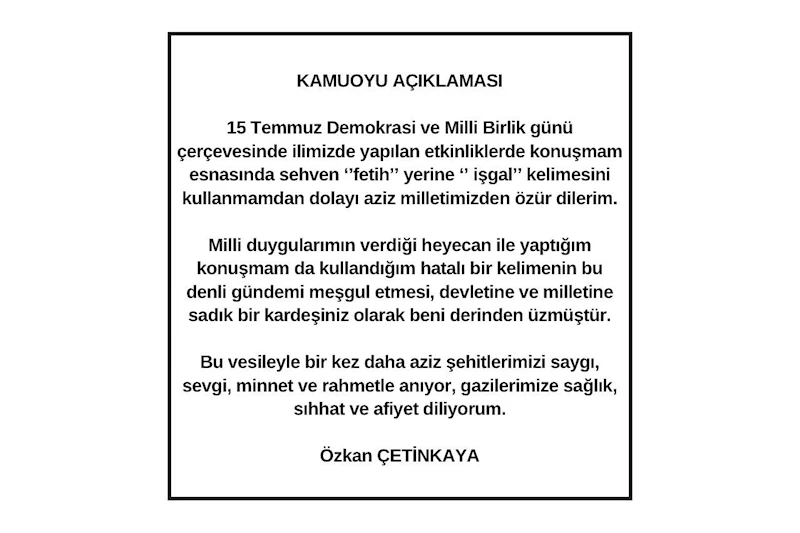 Kamuoyu Açıklaması