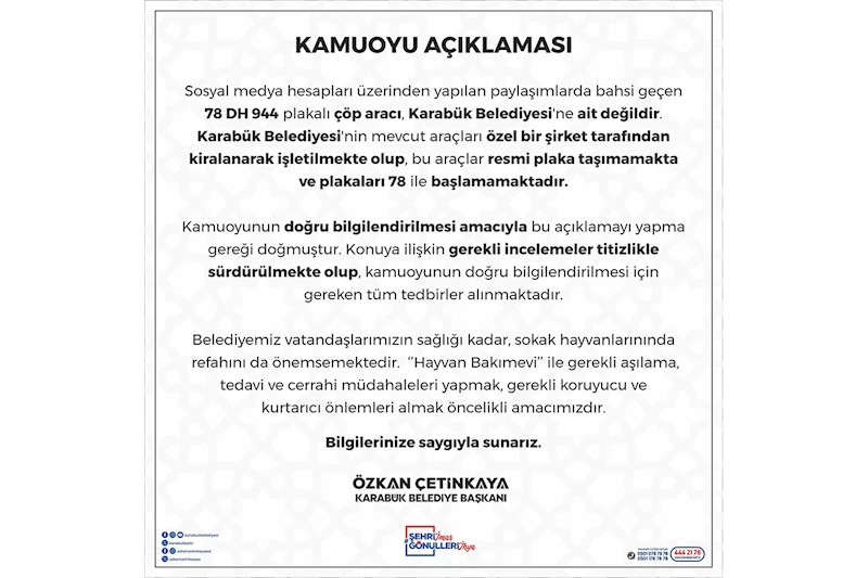 Kamuoyu Açıklaması