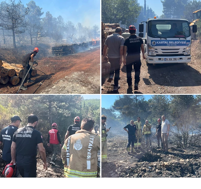 KARTAL BELEDİYESİ EKİPLERİ ORMAN YANGININDA SÖNDÜRME ÇALIŞMALARINA DESTEK VERDİ