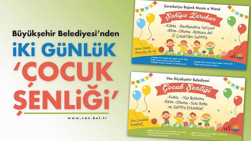 Büyükşehir Belediyesi’nden İki Günlük ‘Çocuk Şenliği’