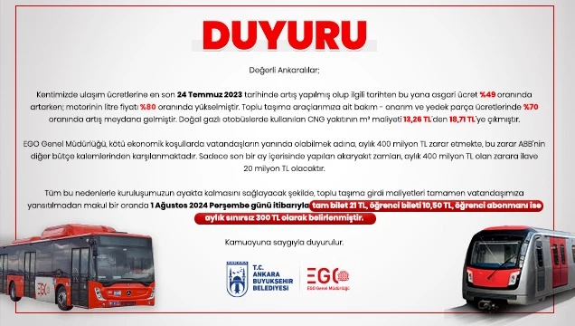 TOPLU TAŞIMA TARİFE DEĞİŞİKLİĞİ HAKKINDA