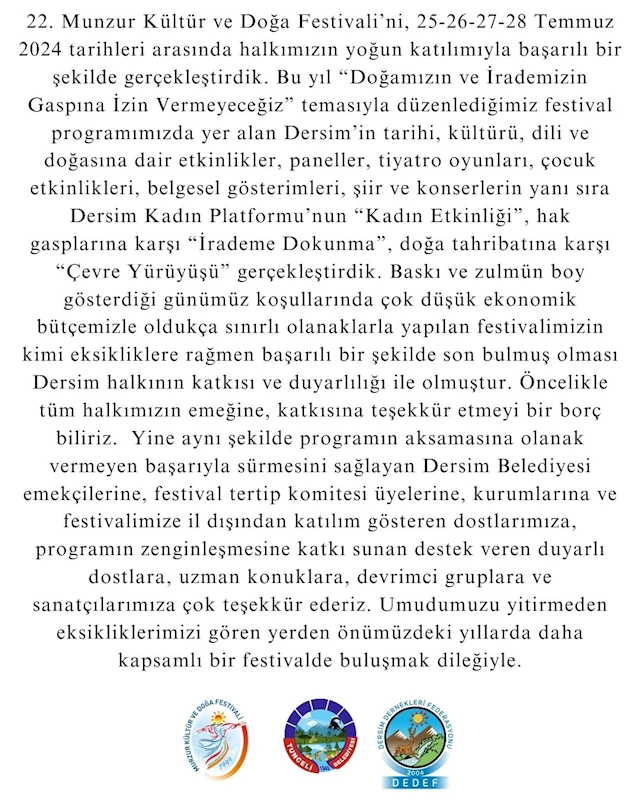 22. Munzur Kültür ve Doğa Festivali