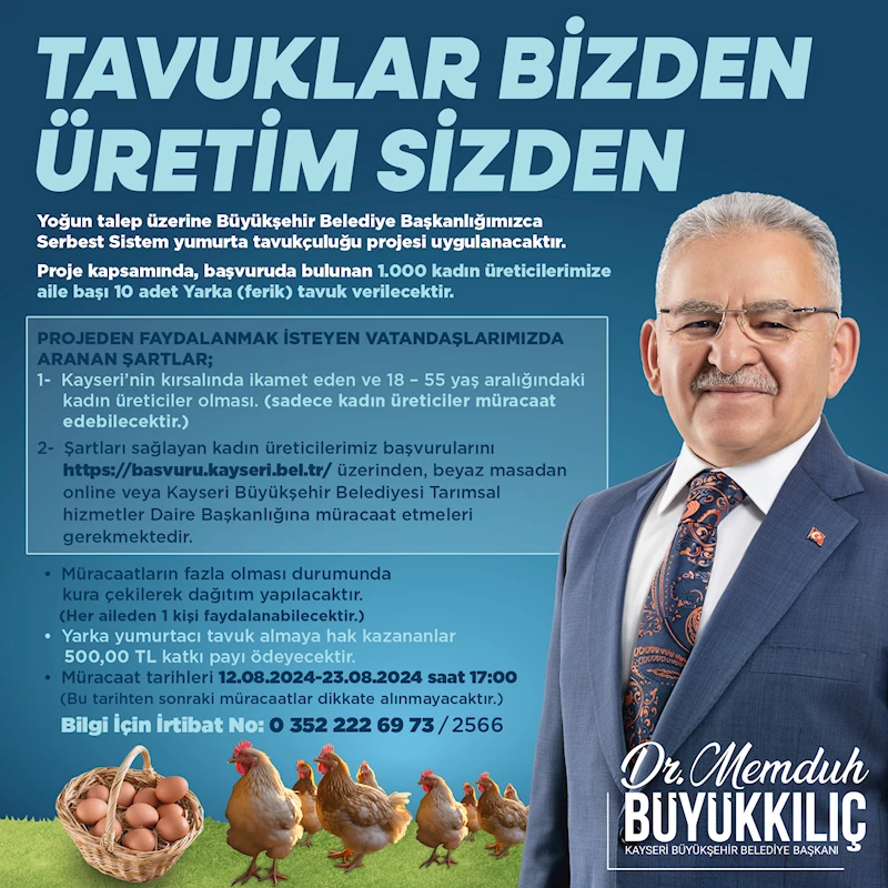 Büyükşehir’den ‘Tavuklar Bizden Üretim Sizden’ Kampanyası