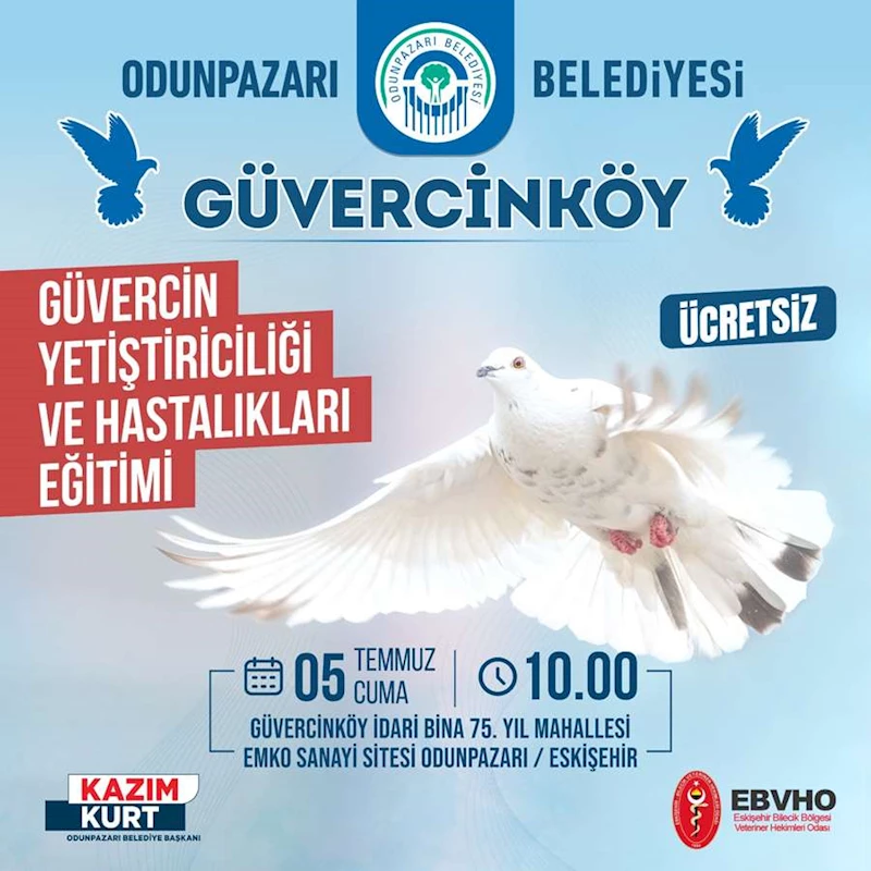ODUNPAZARI GÜVERCİN YETİŞTİRİCİLİĞİ VE HASTALIKLARI EĞİTİMİ DÜZENLEYECEK