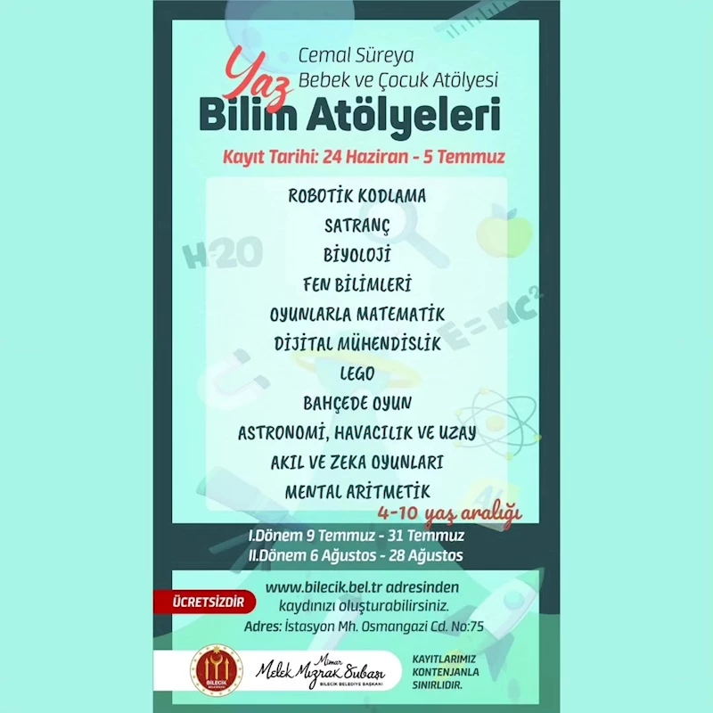 HAYDİ ÇOCUKLAR! YAZ BİLİM ATÖLYELERİ SİZİ BEKLİYOR