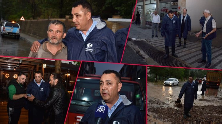 BAŞKANIMIZ, ŞEHRİMİZDE SELDEN ETKİLENEN TÜM NOKTALARIMIZI VE VATANDAŞLARIMIZI ZİYARET ETTİ