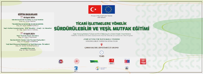 “Ticari İşletmelere Yönelik Sürdürülebilir ve Yeşil Mutfak Eğitimi” Başvuruları Başlıyor