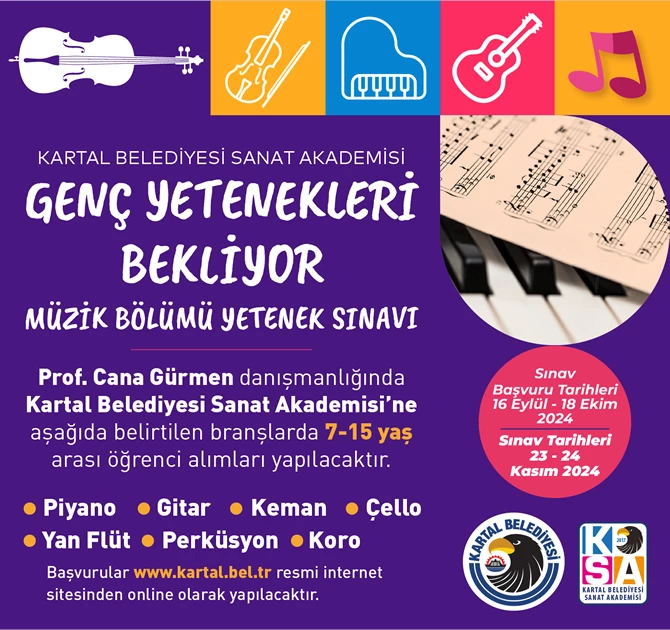 KARTAL BELEDİYESİ SANAT AKADEMİSİ GENÇ YETENEKLERİ BEKLİYOR