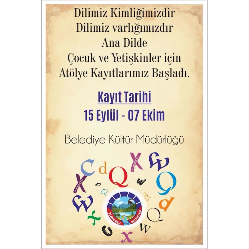 Ana Dilde Çocuk ve Yetişkinler için Atölye Kayıtlarımız Başladı.