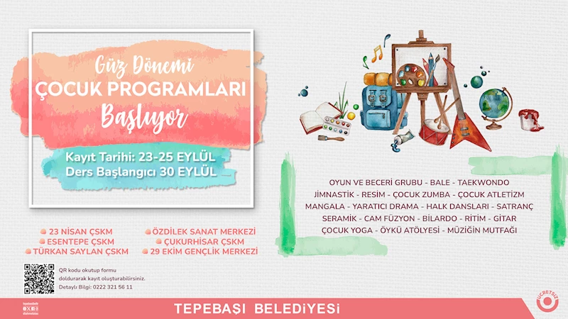 ÇOCUK PROGRAMLARI İÇİN KAYITLAR BAŞLIYOR