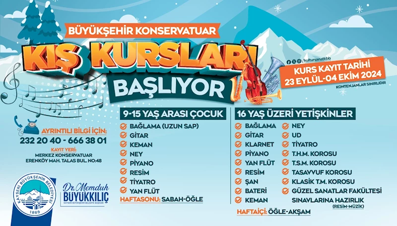 Büyükşehir Belediyesi Konservatuvarı Kış Kurs Kayıtları Başladı