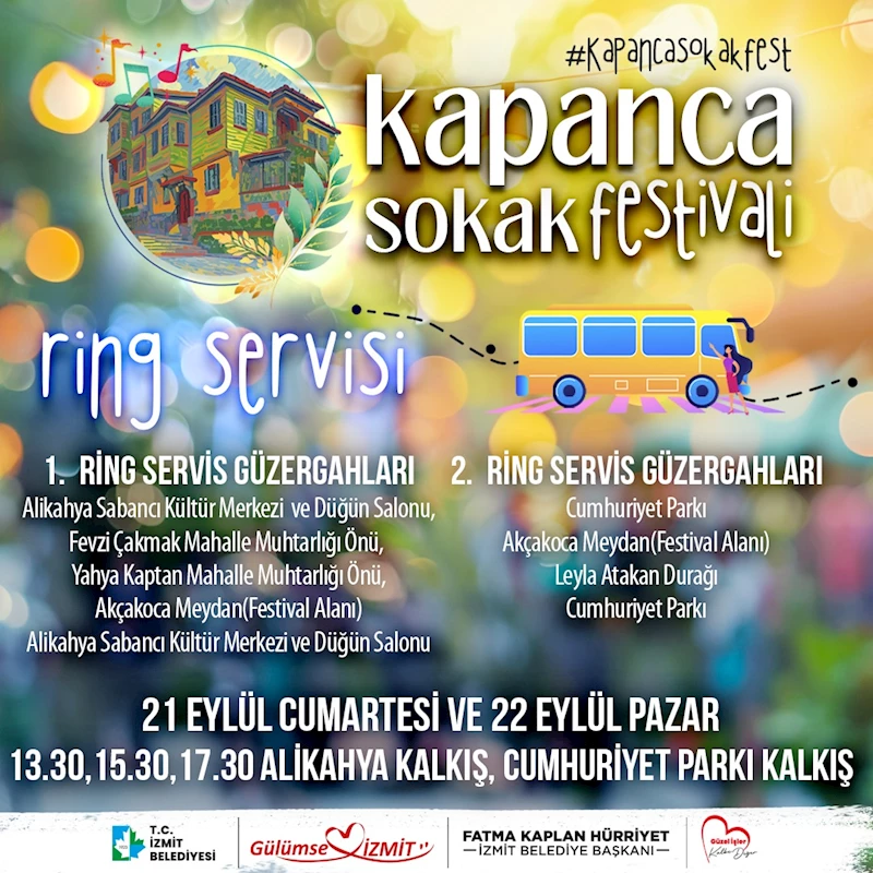 İZMİT BELEDİYESİNDEN KAPANCA SOKAK FESTİVALİ ÜCRETSİZ RİNG SERVİSİ HİZMETİ