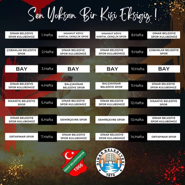 Dinar Belediye Sporumuzun’da yer aldığı 1. Amatör Lig