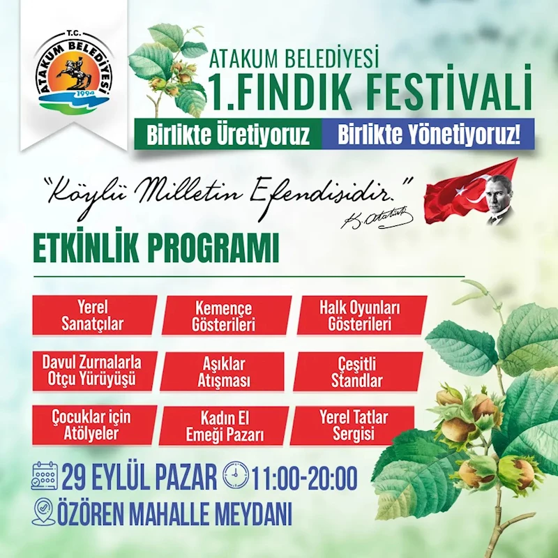 Atakum Belediyesi 1. Fındık Festivali başlıyor