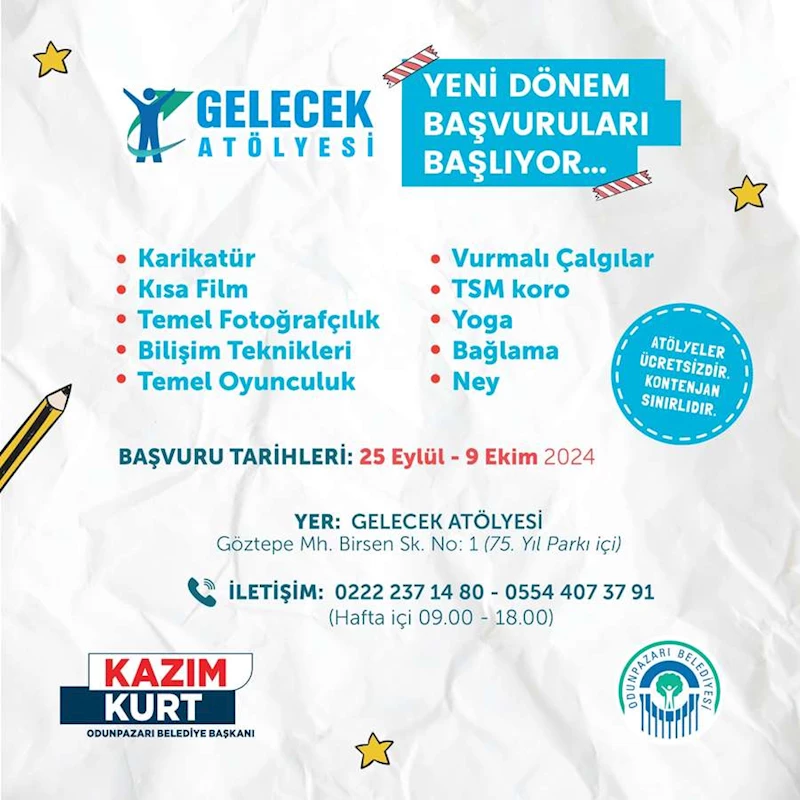 GELECEK ATÖLYESİNDE YENİ DÖNEM KAYITLARI BAŞLADI