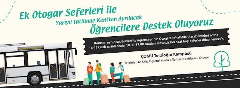 Yarıyıl Tatilinde Memleketlerine Dönecek Öğrenciler için Otogara Seferler Düzenlenecek