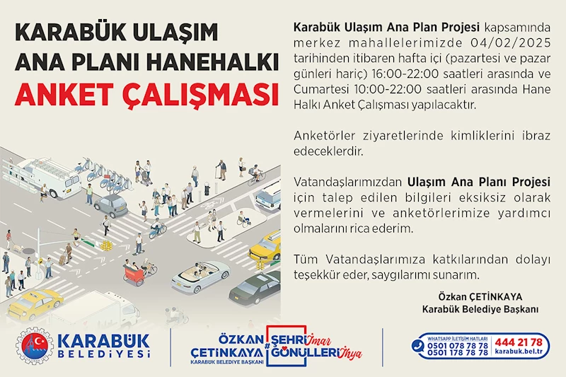 Karabük’te Ulaşımın Geleceği İçin Anket Çalışması Başlıyor