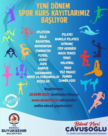 Denizli Büyükşehir Belediyesi 23 Branşta Spor Kursu Kayıtları Başlıyor