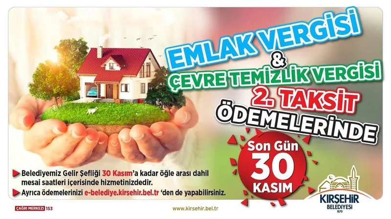 Emlak Vergisi 2. Taksit Ödemeleri İçin Son Gün 30 Kasım 2025