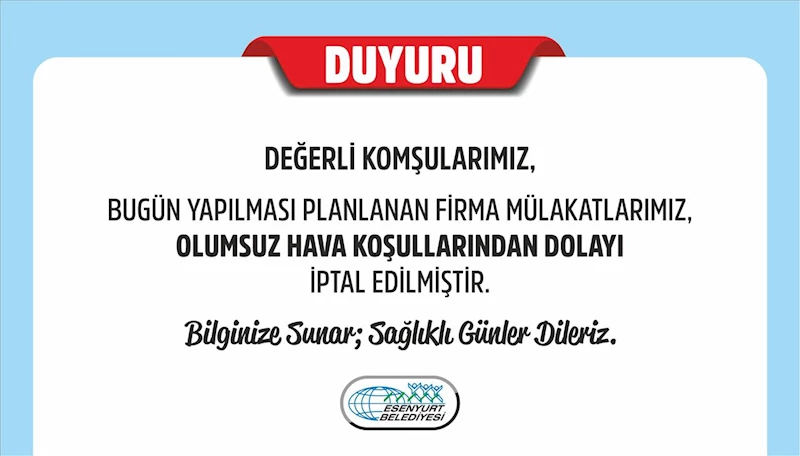 11.02.2025 ESBİM Duyurusu