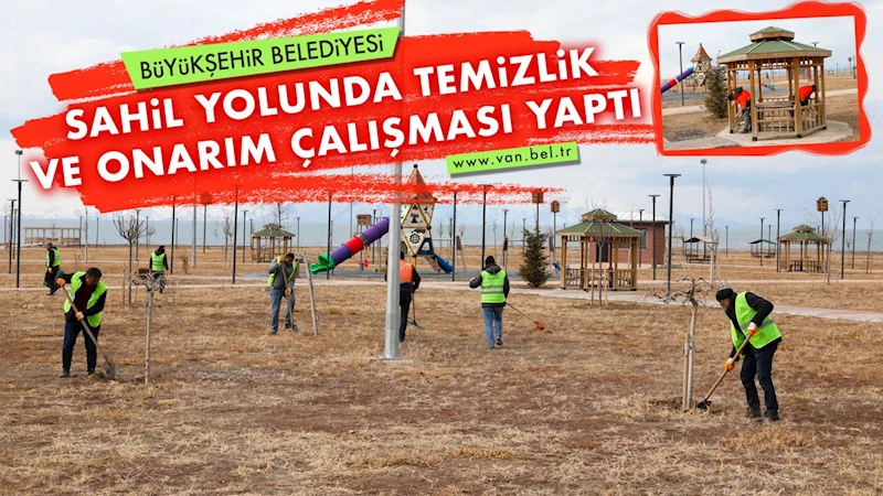 BÜYÜKŞEHİR BELEDİYESİ SAHİL YOLUNDA TEMİZLİK VE ONARIM ÇALIŞMASI YAPTI