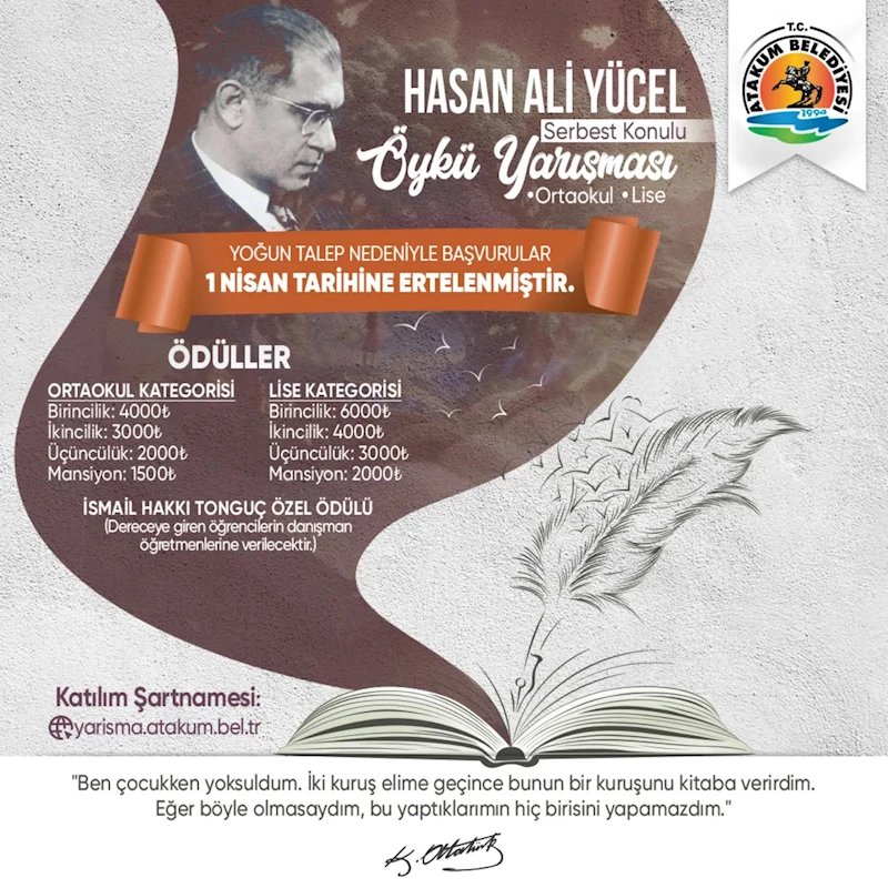 Hasan Ali Yücel Öykü Yarışmasına başvuru süresi uzatıldı