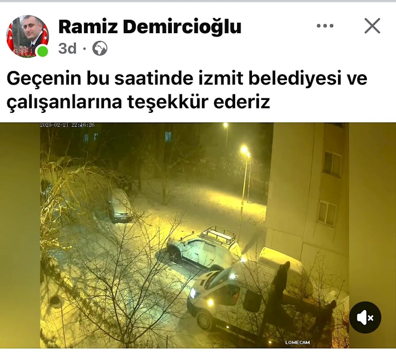 VATANDAŞ İZMİT BELEDİYESİ EMEKÇİLERİNE KARLA MÜCADELE İÇİN TEŞEKKÜR ETTİ