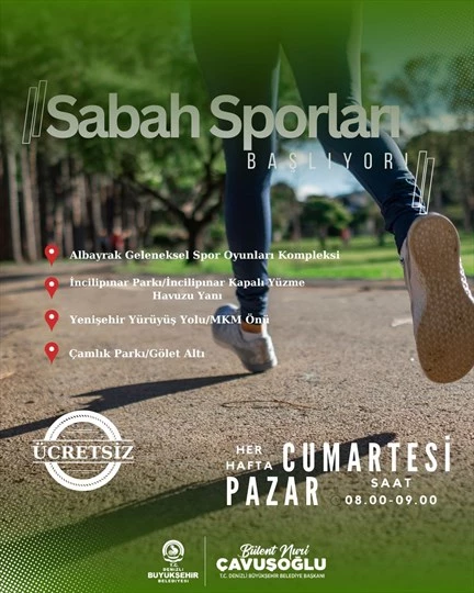 Denizli Büyükşehir Belediyesi’nden ücretsiz sabah sporları