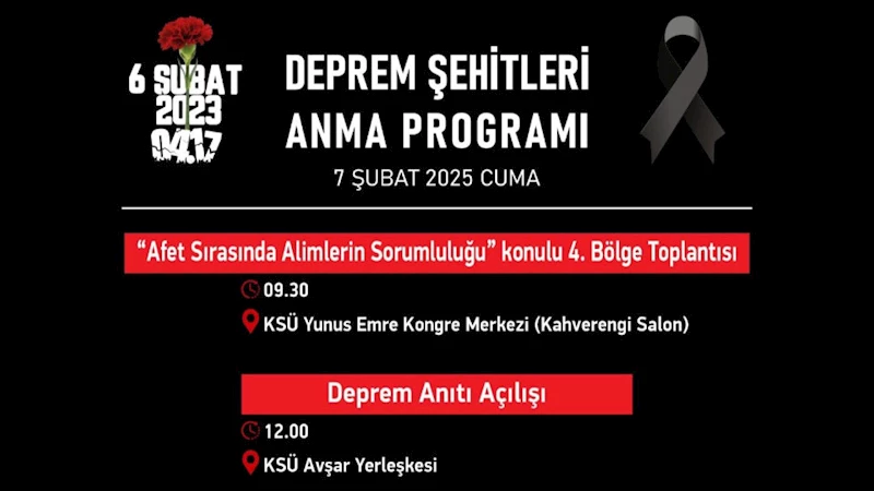 Deprem Şehitleri Anma Programı 7 Şubat’ta Gerçekleştirilecek Programlarla Noktalanacak