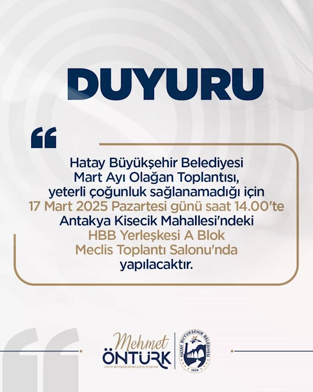 HBB, MART AYI OLAĞAN TOPLANTISI ERTELENDİ