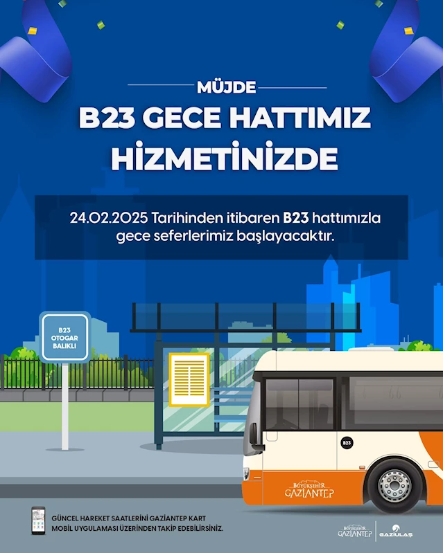 GAZİANTEP BÜYÜKŞEHİR, GECE DE OTOBÜS SEFERLERİNİ BAŞLATTI