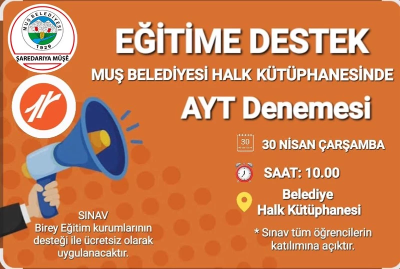HALK KÜTÜPHANESİNDE AYT DENEME SINAVI YAPILACAK