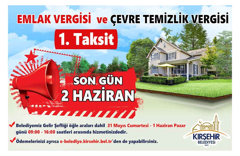 KIRŞEHİR BELEDİYESİ GELİR ŞEFLİĞİ VEZNELERİ ÖĞLE ARALARI DA AÇIK