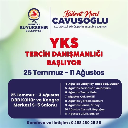 Denizli Büyükşehir’den gençlere ücretsiz YKS tercih danışmanlığı