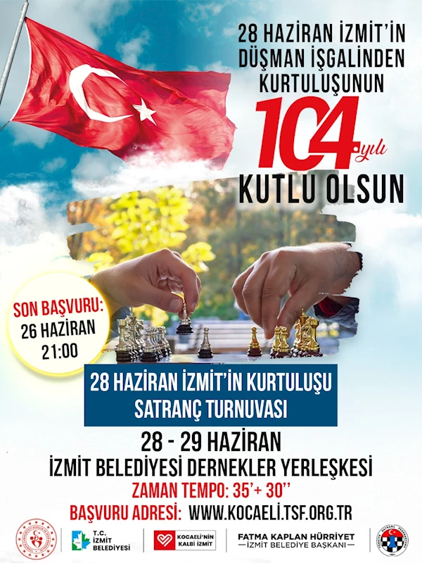 İZMİT BELEDİYESİ, SATRANÇ SEVERLERİ KURTULUŞ ETKİNLİKLERİNDE BULUŞTURACAK