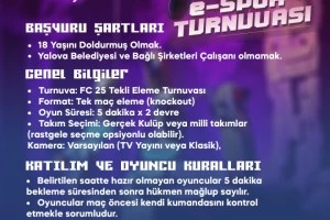 YALOVA BELEDİYESİ GENÇLERE E-SPOR TURNUVASI DÜZENLİYOR