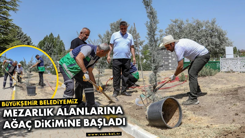 BÜYÜKŞEHİR BELEDİYESİ MEZARLIK ALANLARINA AĞAÇ DİKİMİNE BAŞLADI
