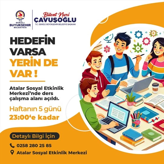 Denizli Büyükşehir’den gençlere yeni ders çalışma alanı