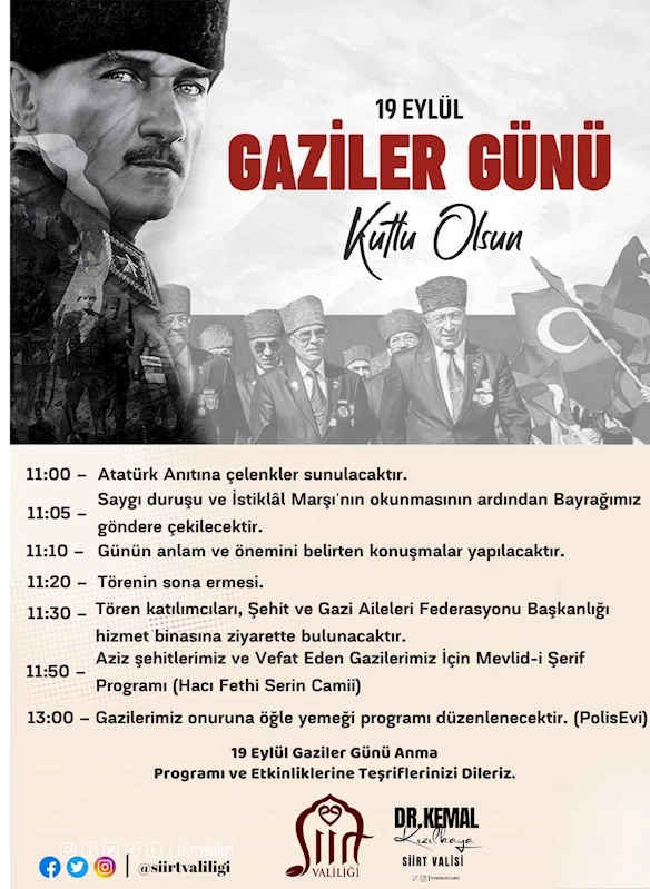 19 EYLÜL GAZİLER GÜNÜ ANMA PROGRAMI