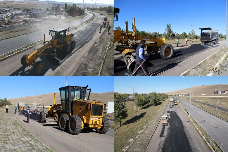 BELEDİYE EKİPLERİ’NDEN SANAYİ YOLUNDA SICAK ASFALT SERİM ÇALIŞMASI